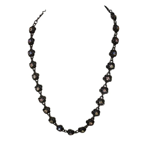 Premier Designs Jewelry - Premier Designs Aurora Borealis Rose Necklace 14-18 Silver Tone Metal Extender